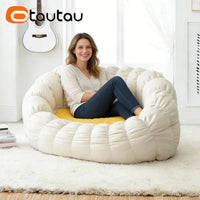 OTAUTAU Bean Bag Cover 2-seat Cotton Corner Nest Pouf Chaise Lounge Beanbag Cover SF613【No Filler!Please Buy Filler Yourself!】