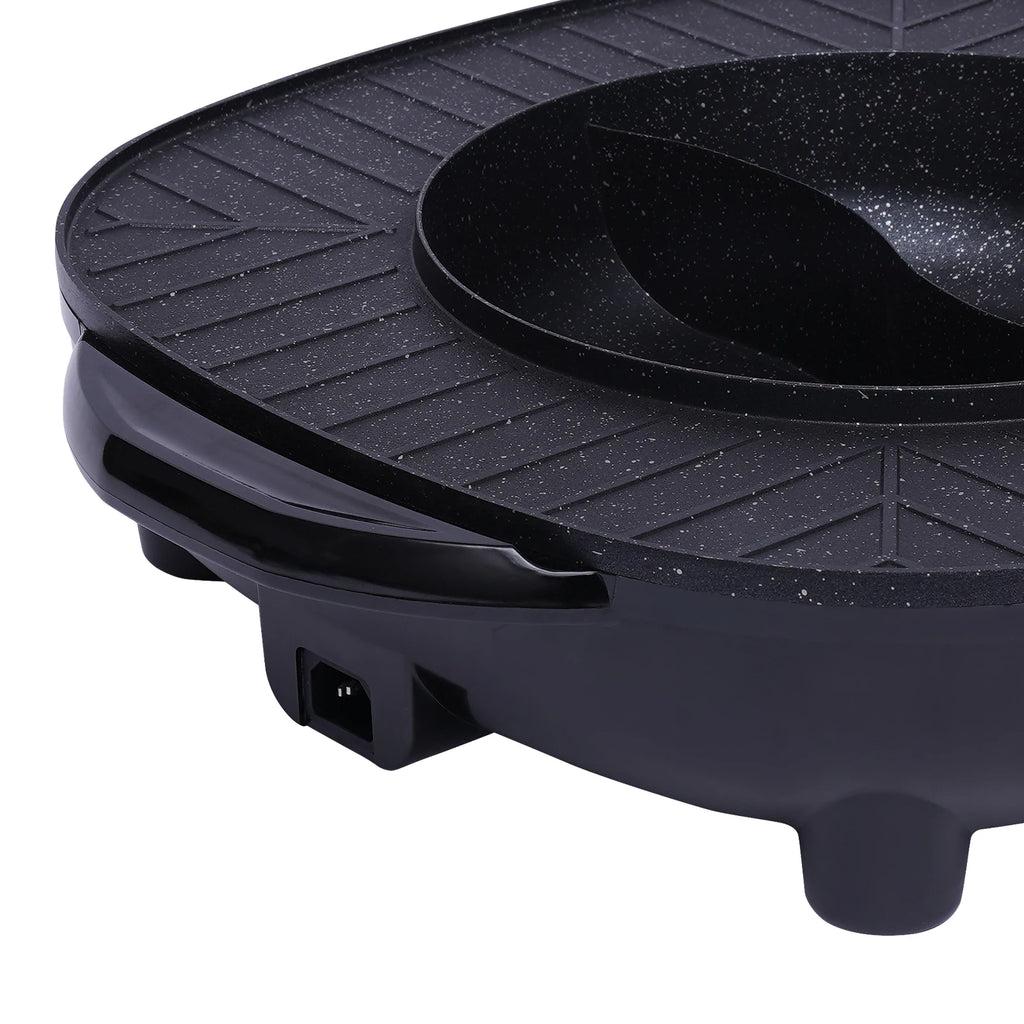 2-in-1 Electric Grill Hot Pot Electric Grill 2000W Hot Pot Shabu Shabu Hot Pot with Grill for 5-6 People
