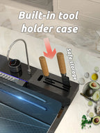 Stainless Steel Kitchen Sink With Waterfall Extra Large Single Bowl Digital Display Multifunctional Dishwashing Sinks