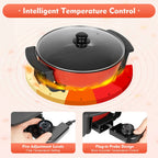 1360W Electric Hot Pot w/ 5 Temp Settings 6L Non-Stick Coating Large Capacity Skillet