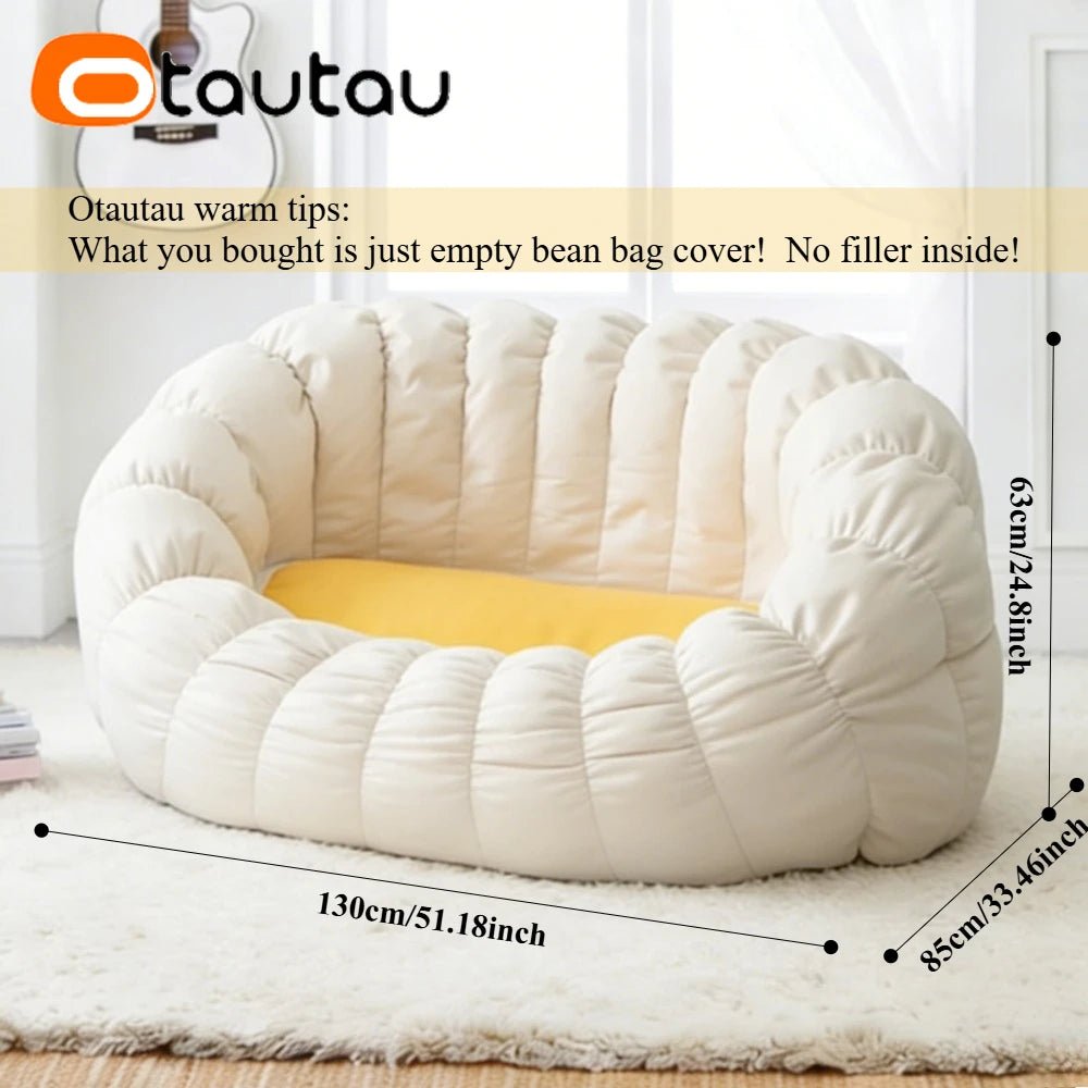 OTAUTAU Bean Bag Cover 2-seat Cotton Corner Nest Pouf Chaise Lounge Beanbag Cover SF613【No Filler!Please Buy Filler Yourself!】