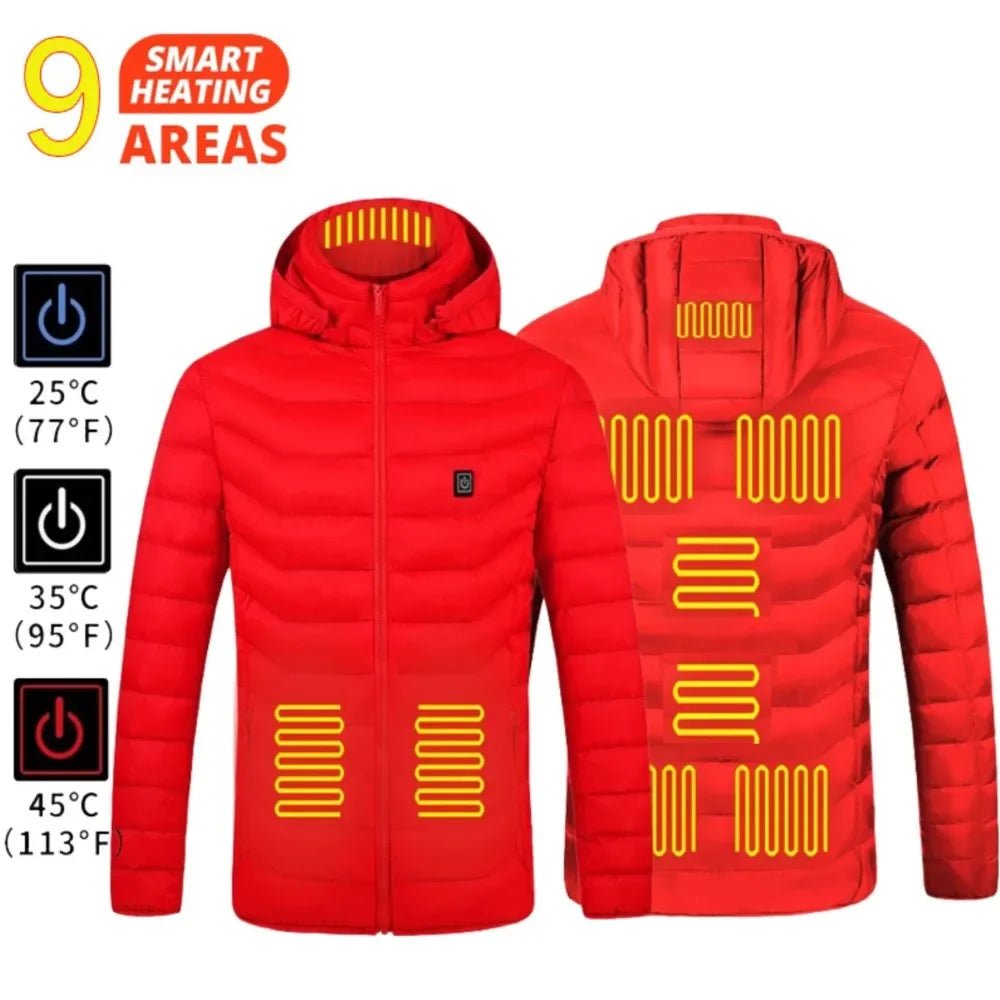 USB Self Heated Jacket Warm Coats Winter Thermal Skiing Camping Hiking Jacket