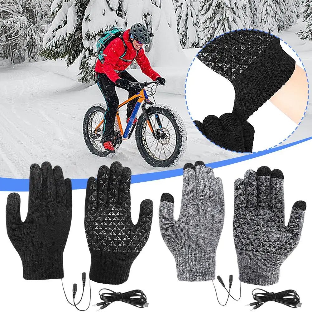 Electric USB Heated Gloves Winter Gloves Thermal Touch Screen Thermal Windproof Warm Knitted Glove Motorcycle Bicycle Gloves