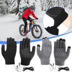 Electric USB Heated Gloves Winter Gloves Thermal Touch Screen Thermal Windproof Warm Knitted Glove Motorcycle Bicycle Gloves