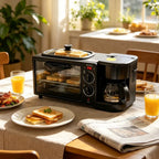 Multifunctional Breakfast Machine 3 in 1 Breakfast Maker Coffee Machine, Breakfast Station with 600 ml Coffee Maker +9 L Oven +Frying Pan, Toasters Breakfast Maker for Home Office