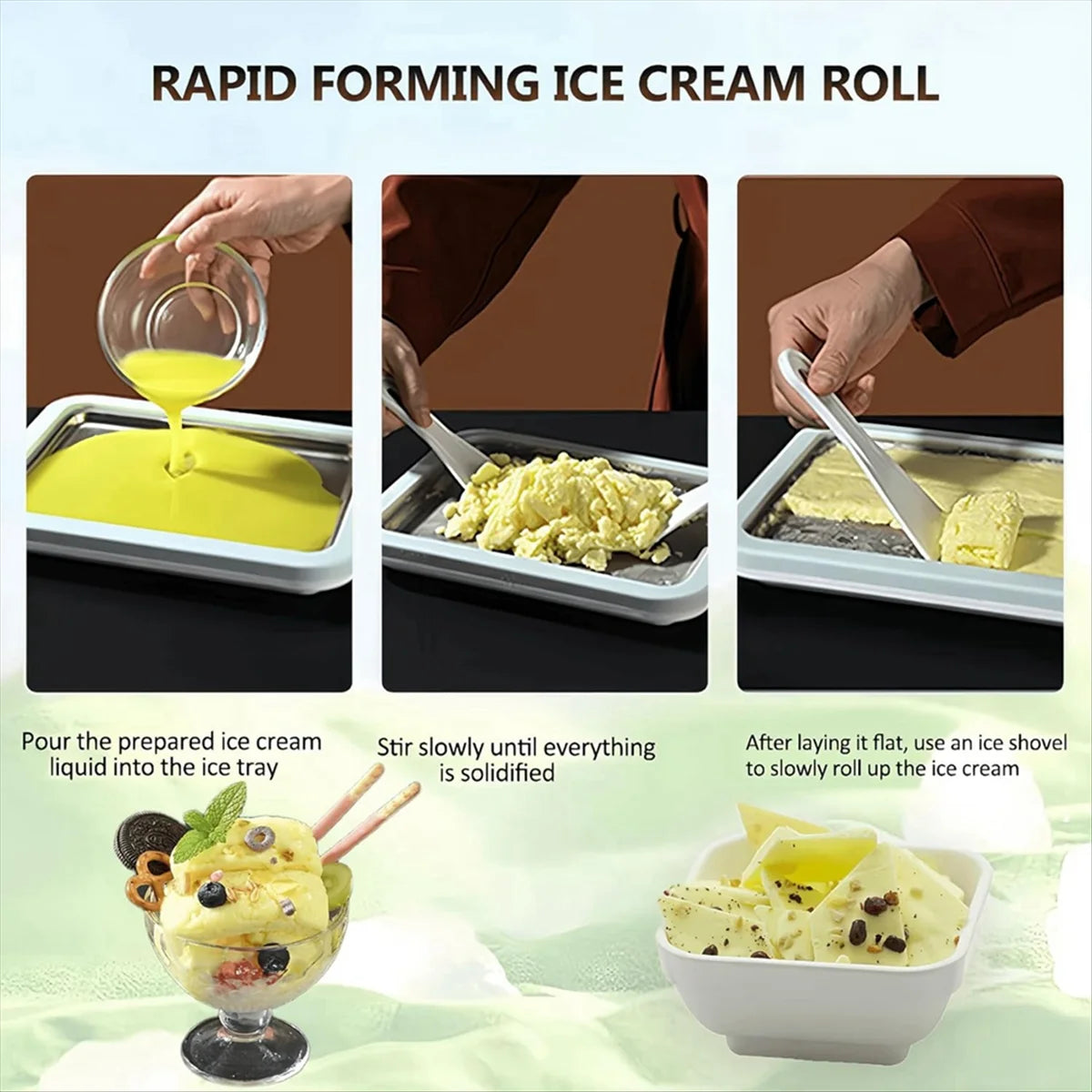 Instant Ice Cream Maker,Homemade DIY Ice Cream,Freeze Yogurt Rolls - Motionshop