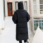 Puffer Jacket Polyester Hooded Jacket Women's Long Puffer Jacket