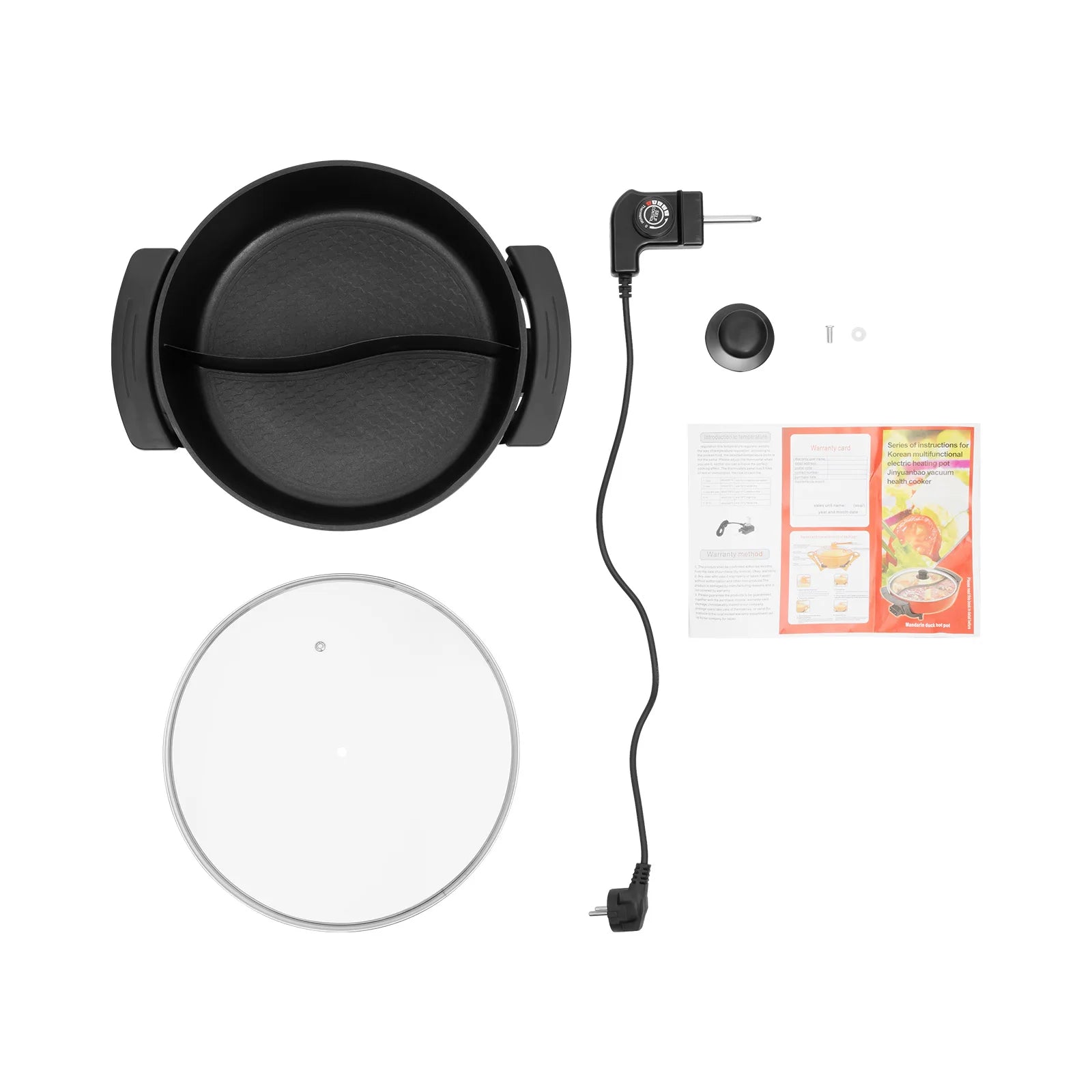 1360W Electric Hot Pot w/ 5 Temp Settings 6L Non-Stick Coating Large Capacity Skillet