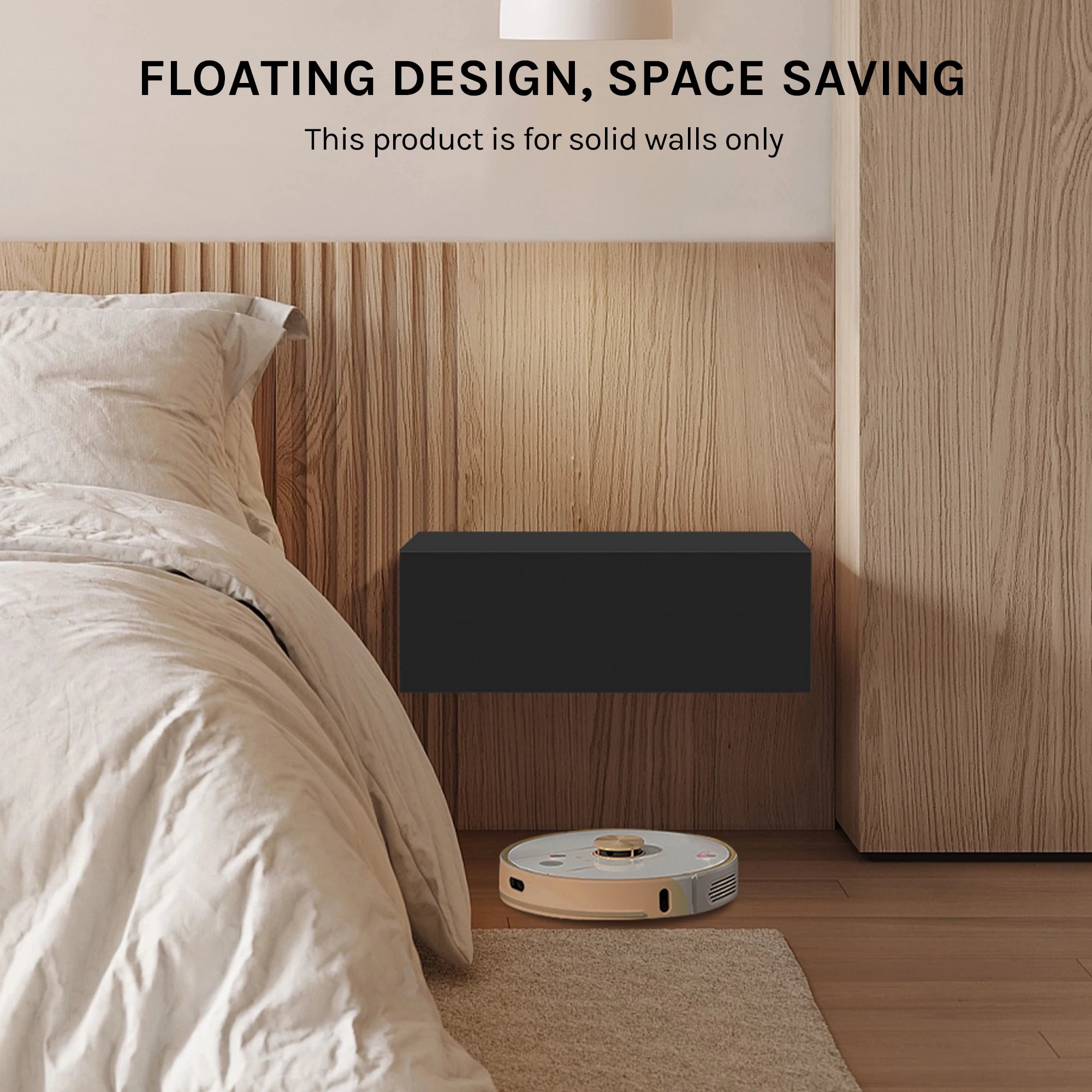 WOLTU 2PCS/Set Modern Bedroom Nightstand Hanging Bedside Table Wall Mounted Bedside Cabinet with Drawer for Living Room