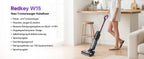 Redkey W15 Cordless Vacuum Cleaner, Wet & Dry, 35-Min Runtime, Self-Cleaning, Dual Water Tank,Self-Cleaning,Smart Dirt Detection