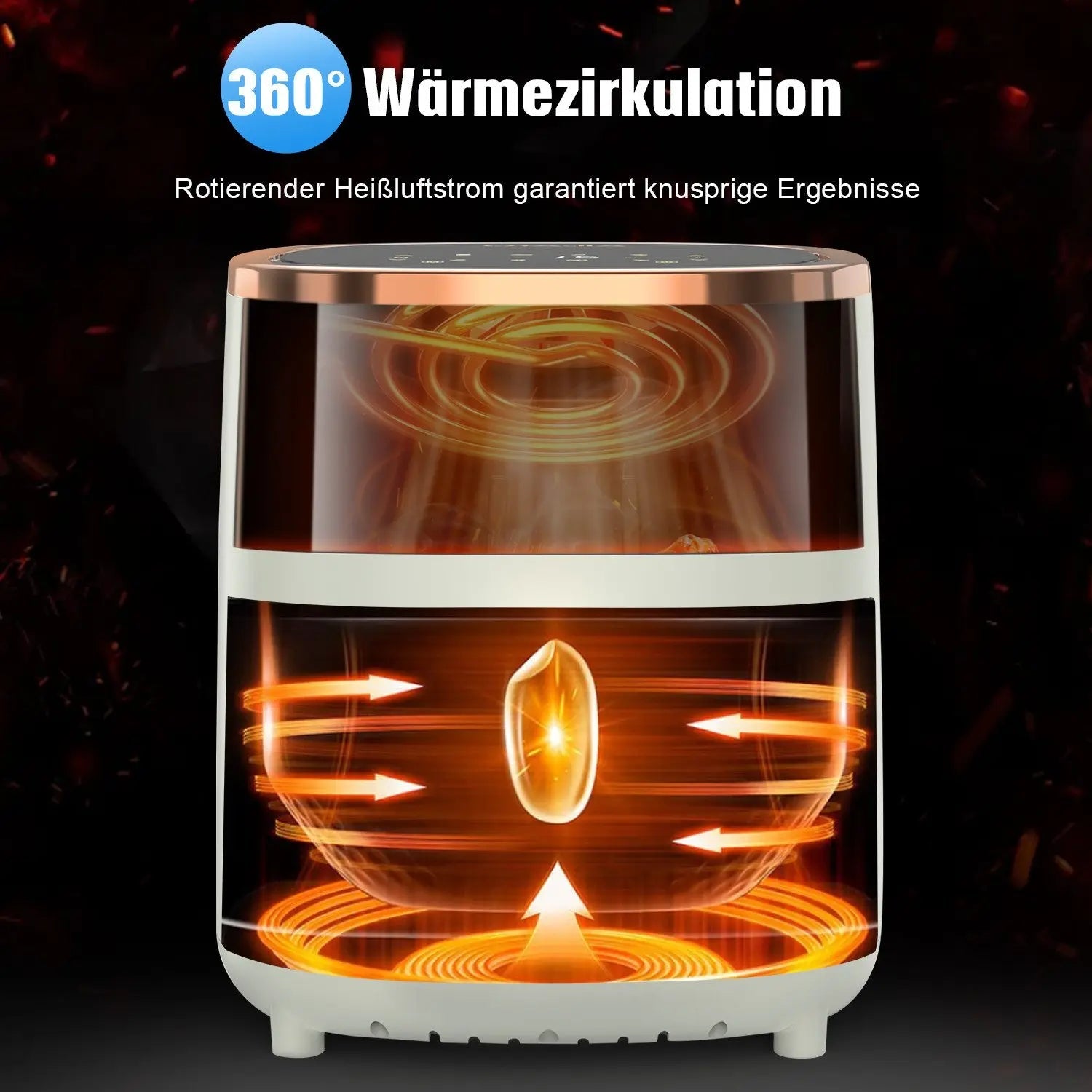 1800W 6L Multi-Functional Air Fryer with Viewing Window, 8 Cooking Functions &Digital Display & Timer Function