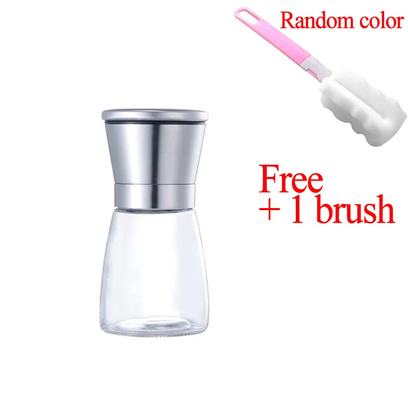Stainless Steel Mill Glass Body Spice Salt and Pepper Grinder - Motionshop