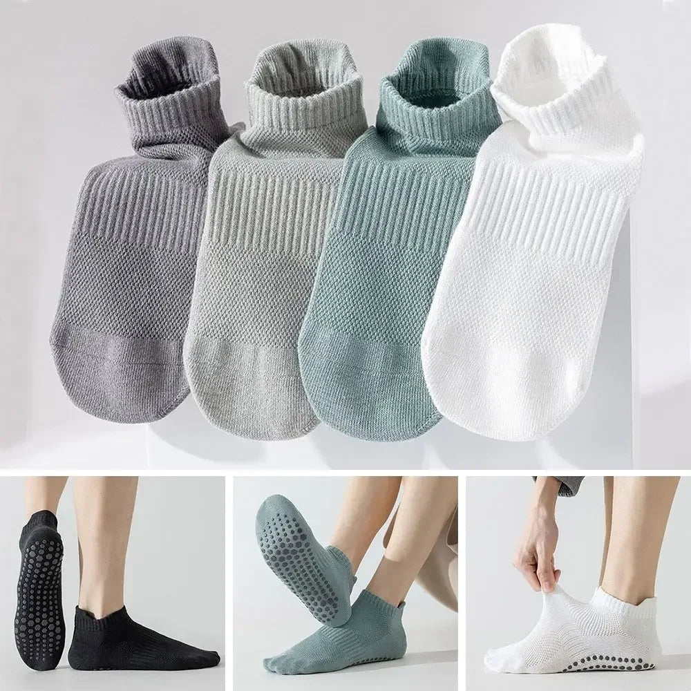 Yoga slipper Socks Men Cotton Thin Silicone Non-slip Grip Pilates Low-ankle Sock