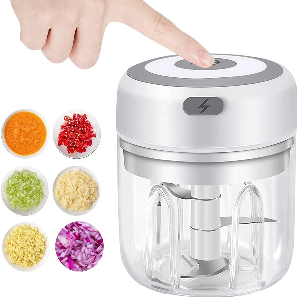 Electric Mini press Garlic Chopper - Rechargeable USB Masher with Powerful Lithium Battery, Easy Meat Grinder
