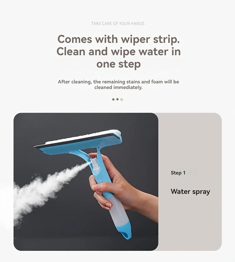 3-in-1 Glass Cleaning Tool for Home Bathroom Mirror and Windows, Water Wiper Squeegee for Shower and Glass Surfaces