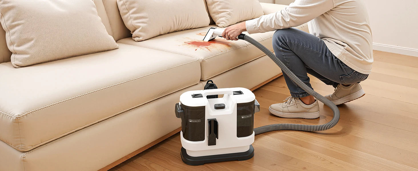 Powerful Carpet Cleaner 15kPa Lubluelu V6 w/ 1.75L Dual Tanks, 5M Cord 1.7M Hose - Deep Clean Sofa Mattress Car Seat Pet Stains