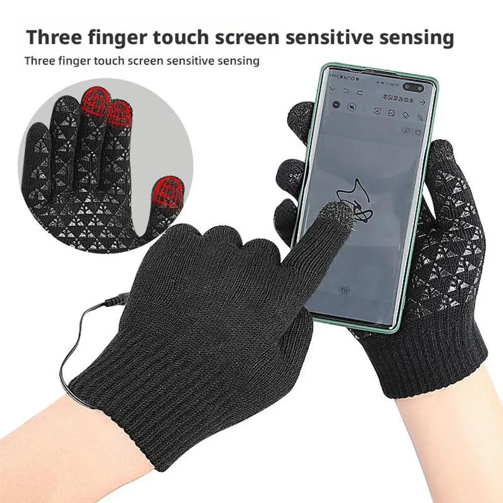 Electric USB Heated Gloves Winter Gloves Thermal Touch Screen Thermal Windproof Warm Knitted Glove Motorcycle Bicycle Gloves