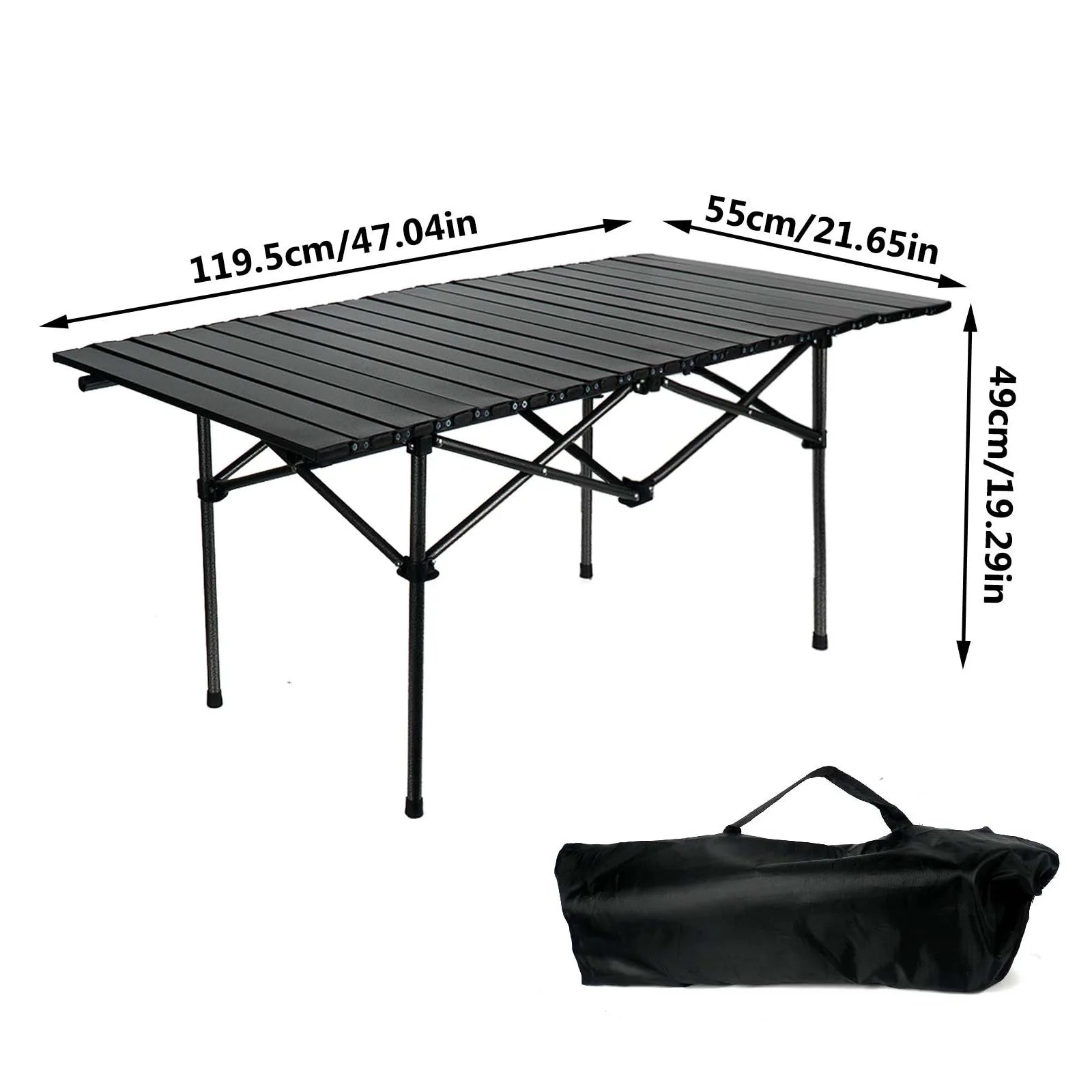 Foldable Camping Table Carbon Steel Picnic Table with Storage Mesh Bag Portable Outdoor BBQ Desk for Beach Backyard Party Games