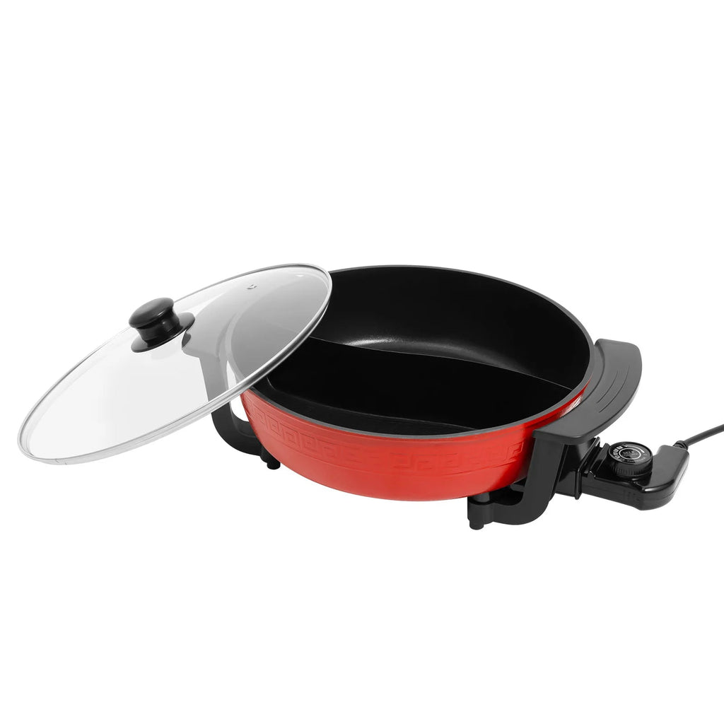 1360W Electric Hot Pot w/ 5 Temp Settings 6L Non-Stick Coating Large Capacity Skillet
