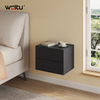 WOLTU 2PCS/Set Modern Bedroom Nightstand Hanging Bedside Table Wall Mounted Bedside Cabinet with Drawer for Living Room