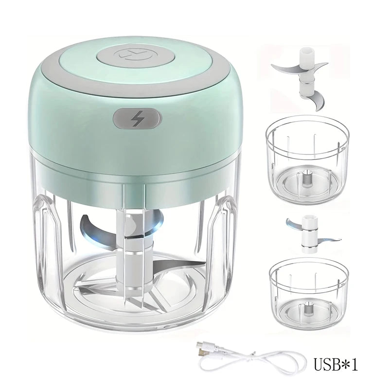 Electric Mini press Garlic Chopper - Rechargeable USB Masher with Powerful Lithium Battery, Easy Meat Grinder