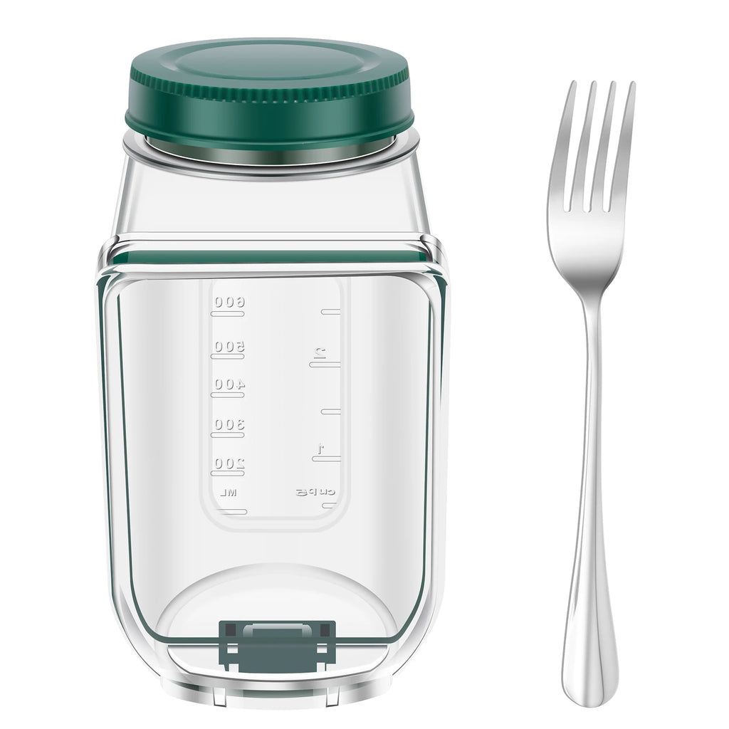 Salad Jar with Side Opening Leakproof Fruit Salad Container Mason Jar Salad Container for Lunch Work Travel & Outdoor