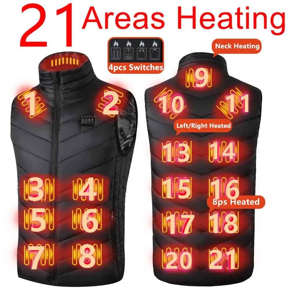 21 Areas Electric Usb Heater Tactical Vest Jacket Man Thermal Vest Body Warmer Coat 6XL