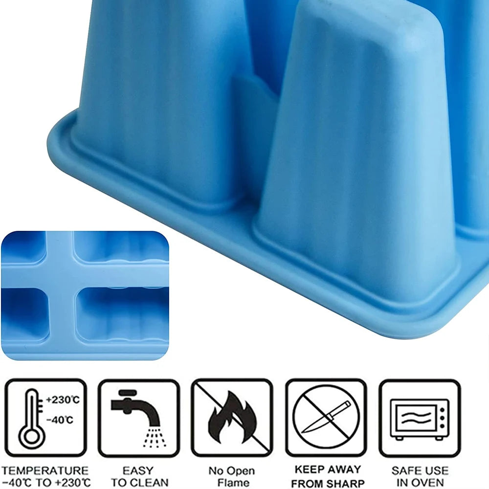 4/ 6 Cell Silicone Ice Cream Popsicle Mold With Handle - Motionshop