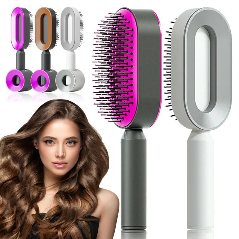 One-key Press Type Airbag Massage Comb Wet & Dry Detangler Hair Brush Durable for Women's Long Hair for Household Hair Care Gift