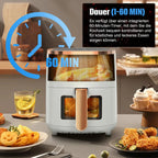 1800W 6L Multi-Functional Air Fryer with Viewing Window, 8 Cooking Functions &Digital Display & Timer Function