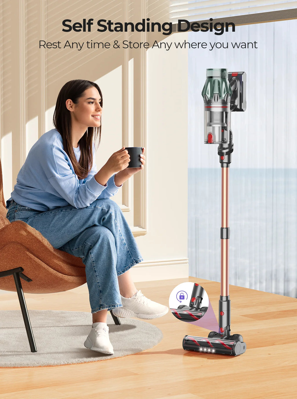 Laresar V7 PRO 600W 65KPA Cordless Vacuum Cleaner Handheld Home Appliance Aromatherapy Function Long Hose Sofa Suction