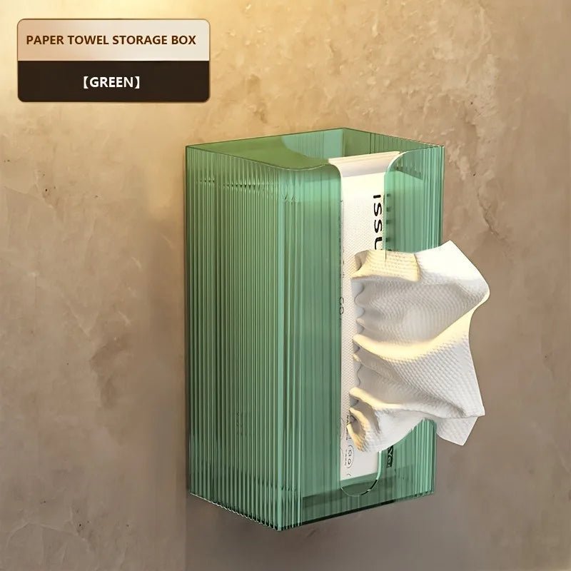 1pc Transparent Wall-Mounted Tissue Holder Multi-Functional Home Organizer