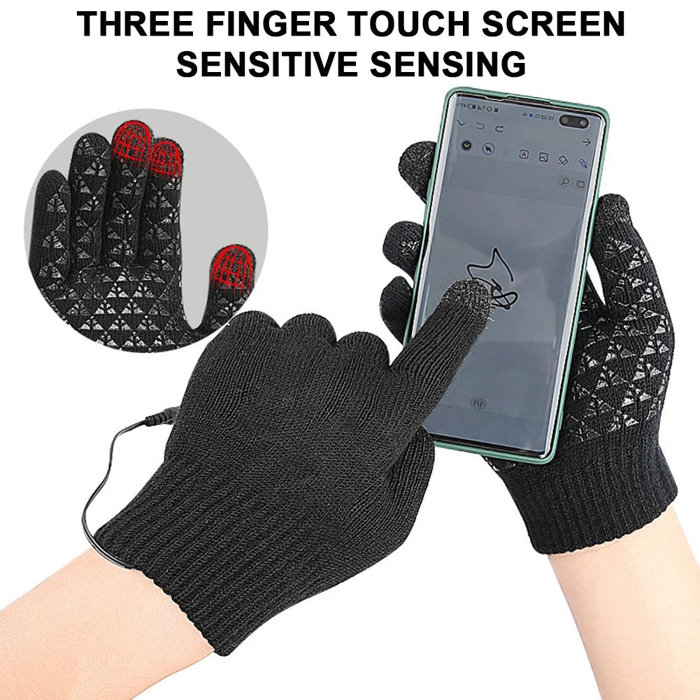 Electric Heated Gloves Winter Warm Gloves USB Touch Screen Gloves
