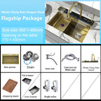 Stainless Steel Kitchen Sink With Waterfall Extra Large Single Bowl Digital Display Multifunctional Dishwashing Sinks