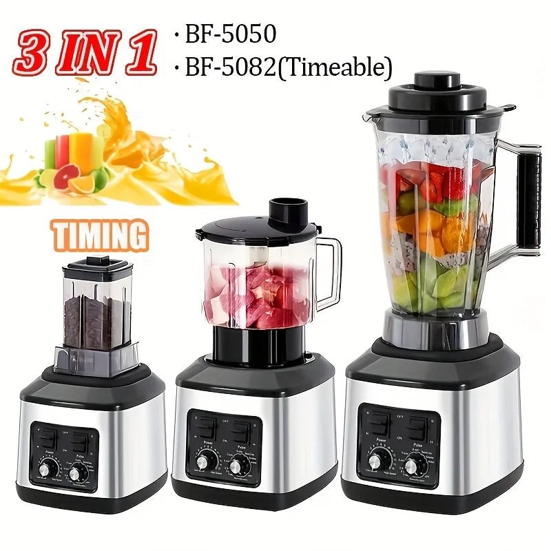 3-in-1 Powerful Table Blender Mixer Juicer Smoothie Maker 0.5/1.5/2.5L 3Container Food Processor Blender Mixer for Ice Nut Fruit