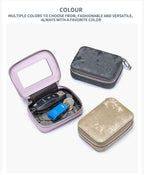 Portable Mini Leather Wallet With Mirror New Chinese Style Cow Leather Storage Bag For Coins And Earphones