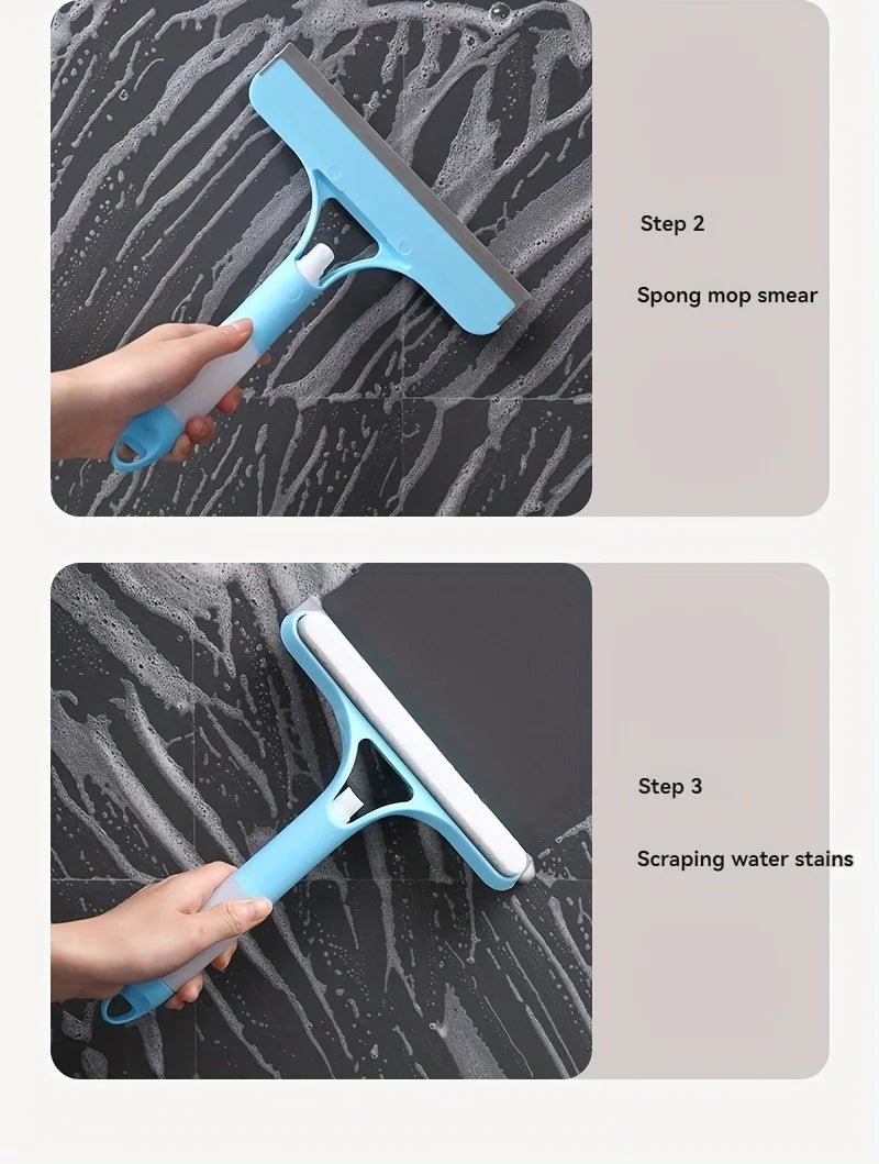 3-in-1 Glass Cleaning Tool for Home Bathroom Mirror and Windows, Water Wiper Squeegee for Shower and Glass Surfaces