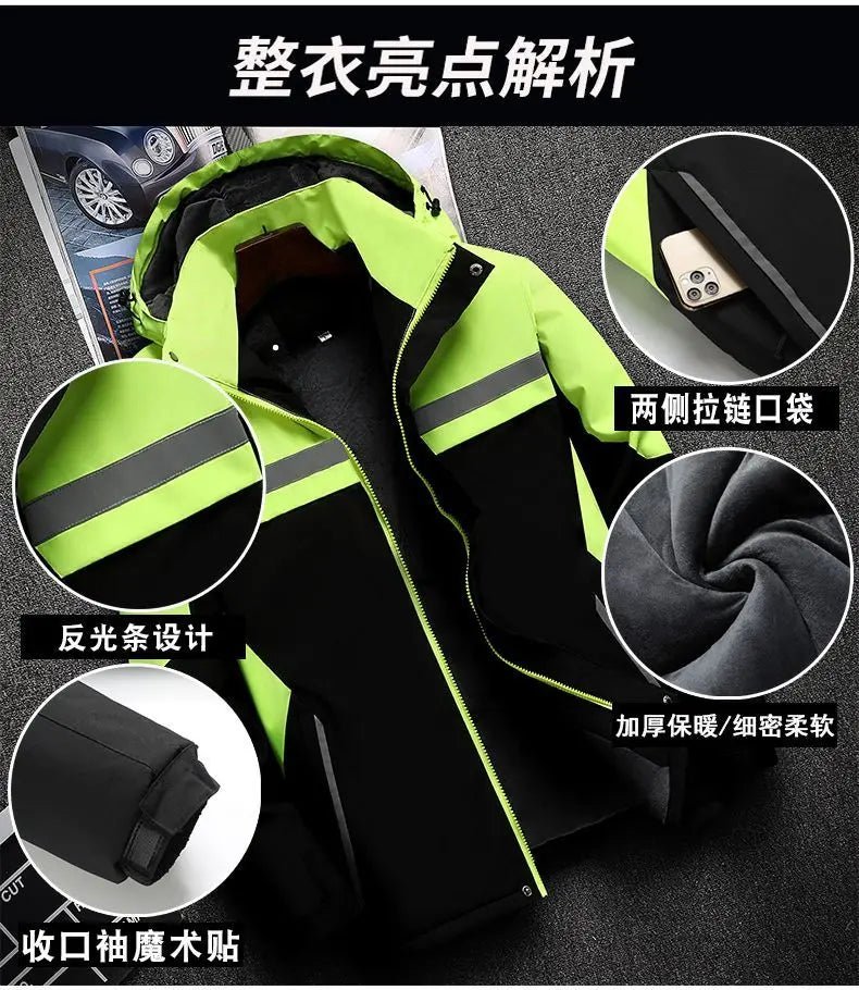Winter Jacket, Waterproof Windproof Reflective Thermal Coat with Fleece Lining