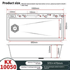 Stainless Steel Kitchen Sink With Waterfall Extra Large Single Bowl Digital Display Multifunctional Dishwashing Sinks