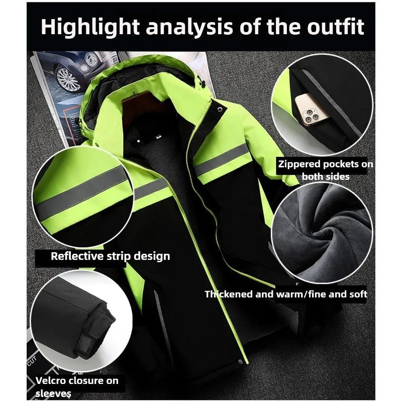Winter Jacket, Waterproof Windproof Reflective Thermal Coat with Fleece Lining