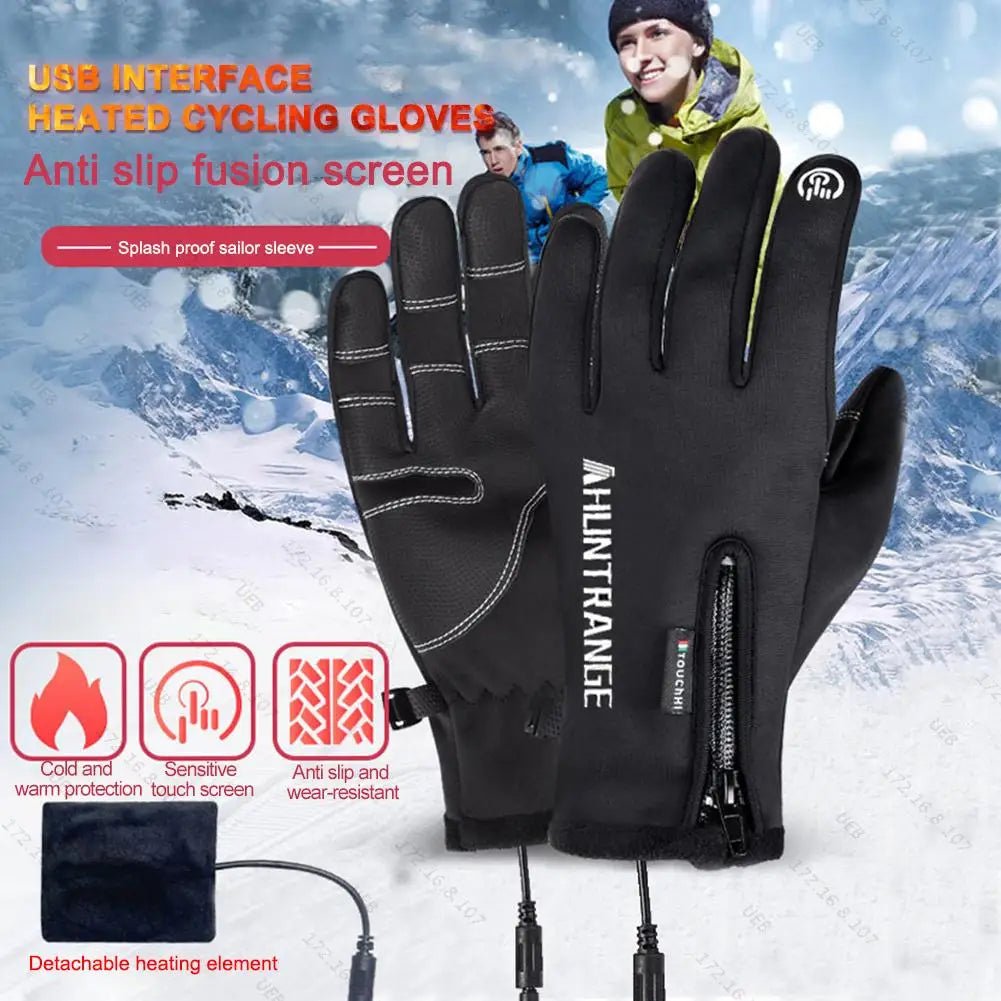 Electric Heated Gloves Winter Warm Ski Gloves Winte Hand Warmer USB Touch Screen Moto Anti-Slip Glove For Outdoor Hiking Skiing