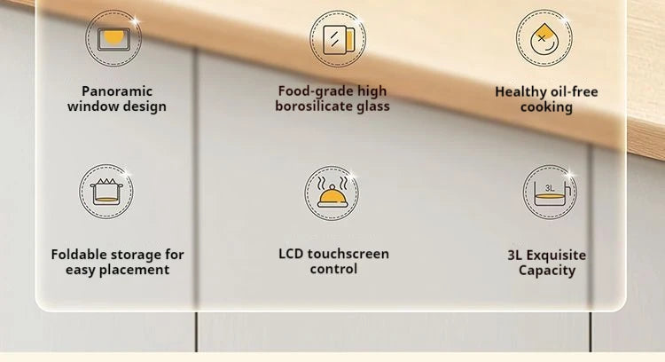 Large capacity electric oven with air fryer, beige French fry maker, gift visible fryer