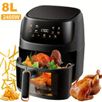 2400W 8L Air Fryer, Oil-Free Electric Cooking With LED Display, 8 Modes, Non-Stick Surface, Ideal For Fries, Chicken, Meat, Fish