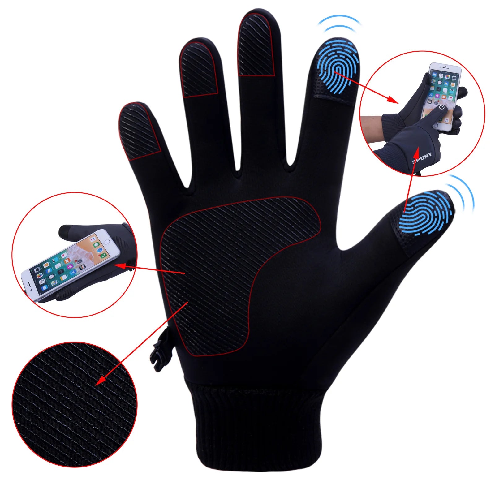 Winter Gloves Men Women Touch Screen Warm Gloves Water Resistant Windproof