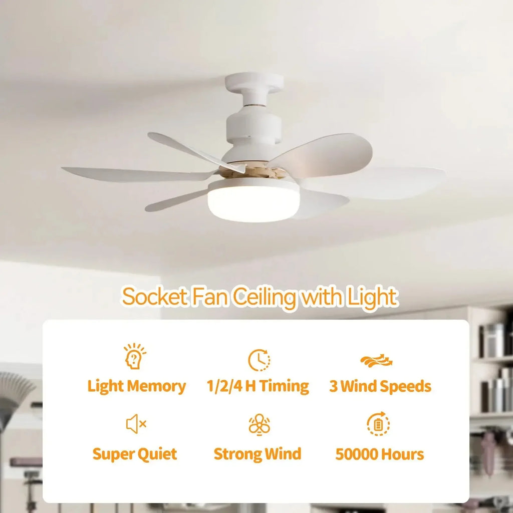 40W Ceiling Fan Light E27 with Remote LED Dimming Function Suitable for Living Room Study and Home use 85-265V