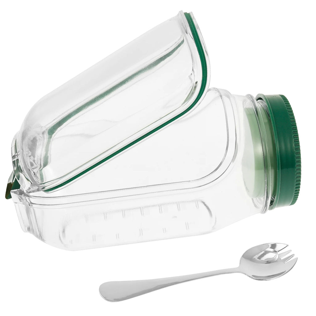 Salad Jar with Side Opening Leakproof Fruit Salad Container Mason Jar Salad Container for Lunch Work Travel & Outdoor