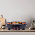 2-in-1 Electric Grill Hot Pot Electric Grill 2000W Hot Pot Shabu Shabu Hot Pot with Grill for 5-6 People