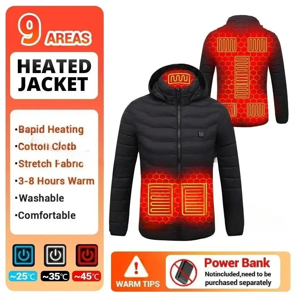 Men Winter USB Electric Heated Coat Functional Self Heating Clothes