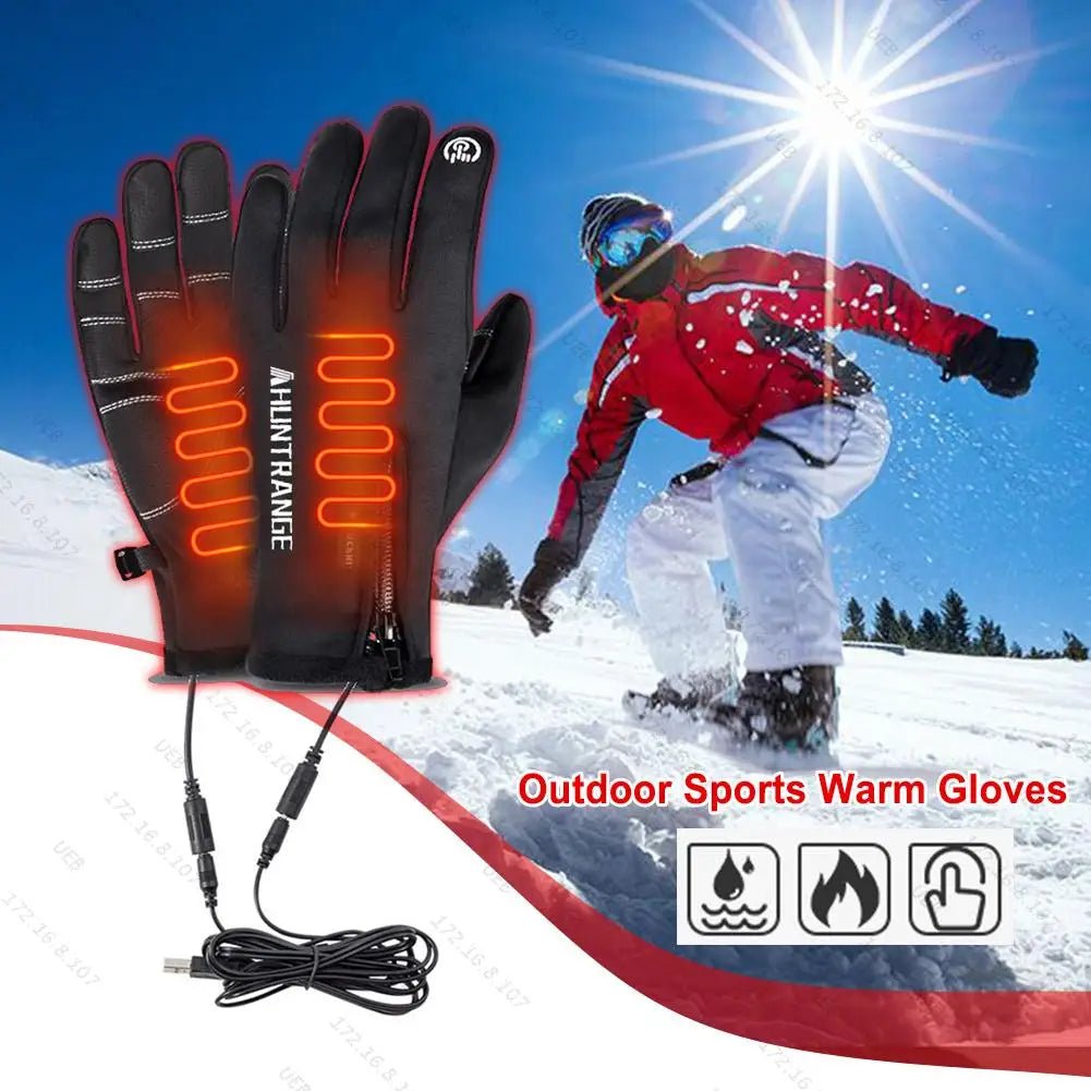 Electric Heated Gloves Winter Warm Ski Gloves Winte Hand Warmer USB Touch Screen Moto Anti-Slip Glove For Outdoor Hiking Skiing