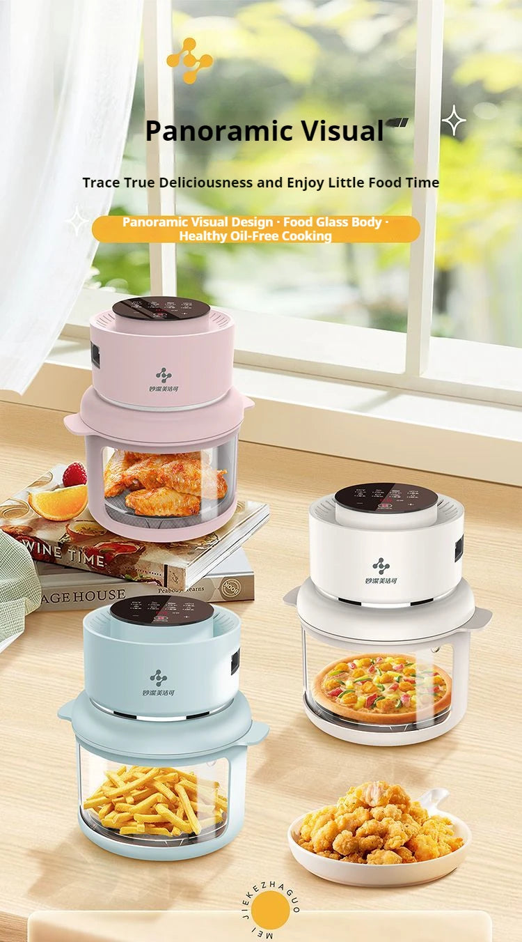 Large capacity electric oven with air fryer, beige French fry maker, gift visible fryer